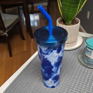 MANNA Blue Marble Tumbler with Straw - 24 Oz.